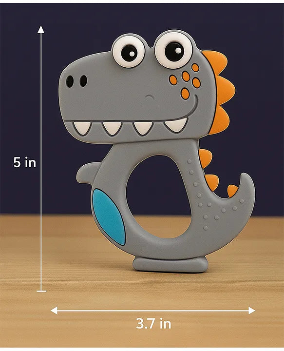 KIDS BASIC Dinosaur Shape & Reindeer Shape Silicone Teether , BPA Free & Safe for Babies (Pack of 2)