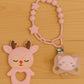 KIDS BASIC Baby Pacifier with Chain & Soft Reindeer Teether Combo ,Silicone, BPA Free