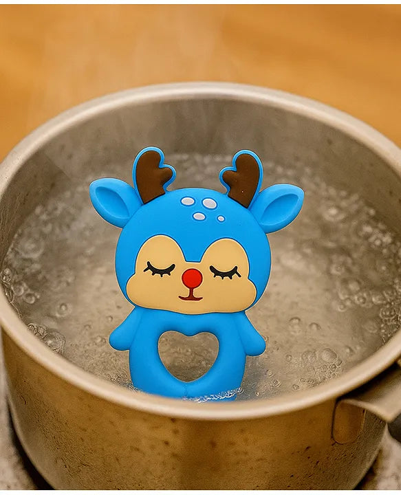 KIDS BASIC Baby Pacifier with Chain & Soft Reindeer Teether Combo ,Silicone, BPA Free