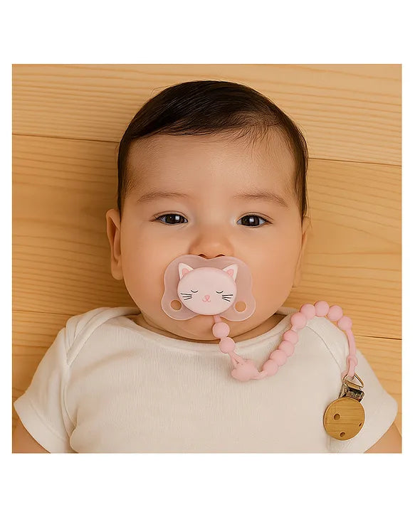 KIDS BASIC Baby Pacifier with Chain & Soft Reindeer Teether Combo ,Silicone, BPA Free