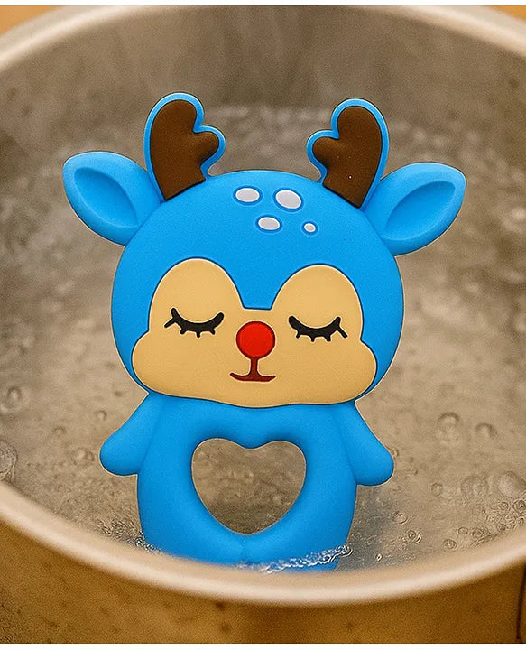 KIDS BASIC Baby Pacifier with Chain & Soft Reindeer Teether Combo ,Silicone, BPA Free