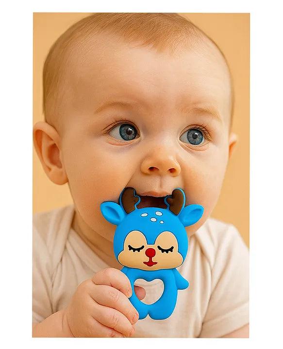 KIDS BASIC Baby Pacifier with Chain & Soft Reindeer Teether Combo ,Silicone, BPA Free