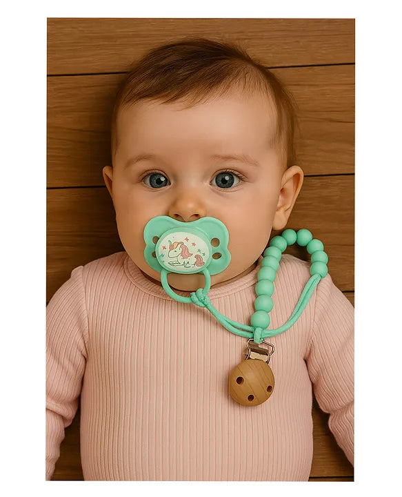 KIDS BASIC Baby Pacifier with Chain & Soft Reindeer Teether Combo ,Silicone, BPA Free