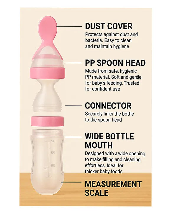 KIDS BASIC Soft Silicone Squeezy BPA Free Spoon Bottle For Babies