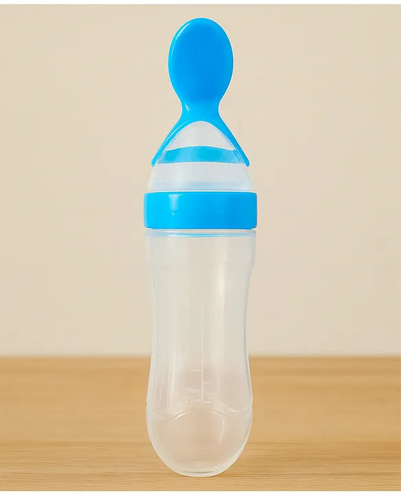 KIDS BASIC Soft Silicone Squeezy BPA Free Spoon Bottle For Babies