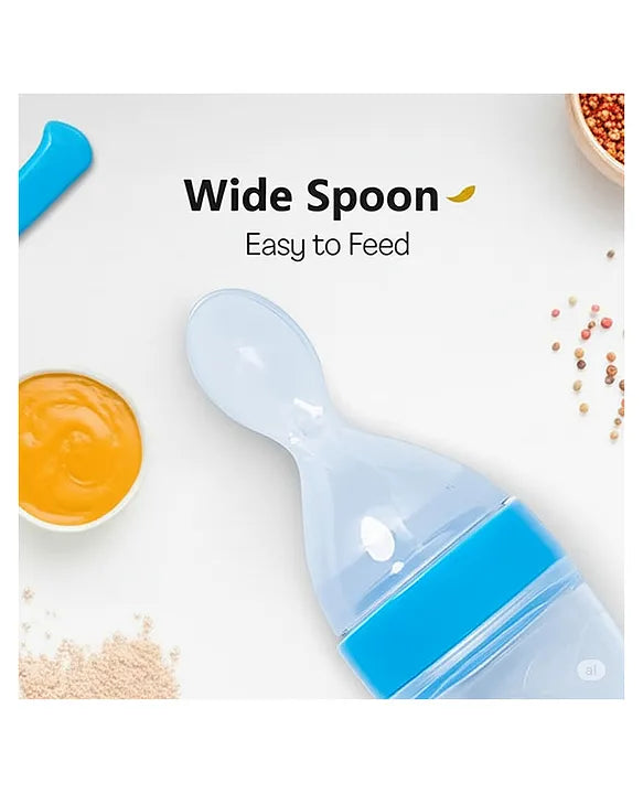 KIDS BASIC Soft Silicone Squeezy BPA Free Spoon Bottle For Babies