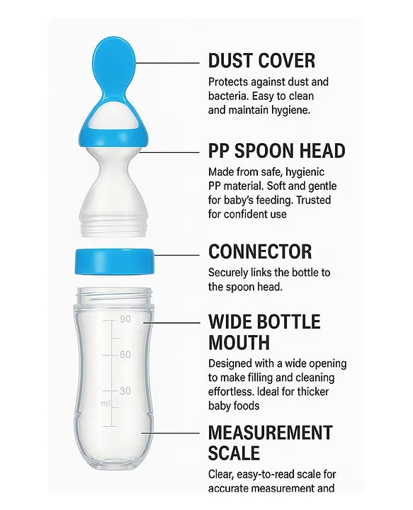 KIDS BASIC Soft Silicone Squeezy BPA Free Spoon Bottle For Babies