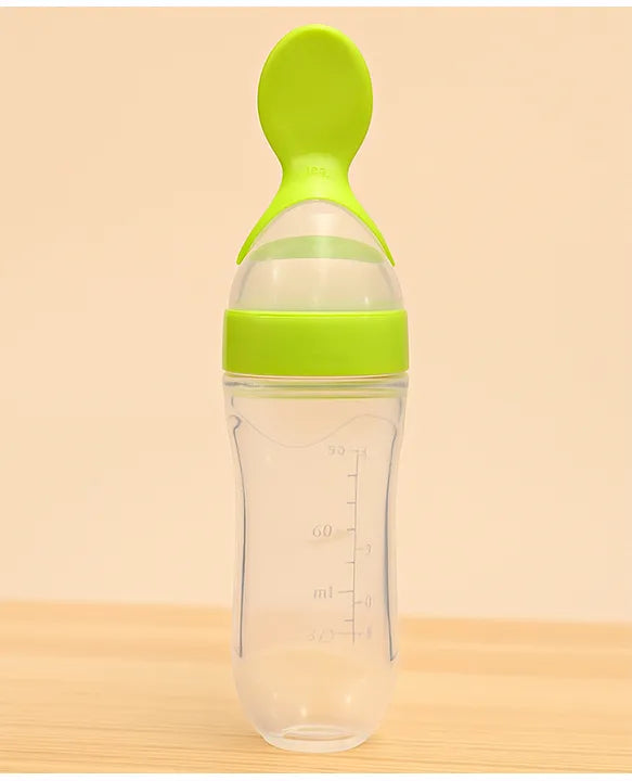 KIDS BASIC Soft Silicone Squeezy BPA Free Spoon Bottle For Babies