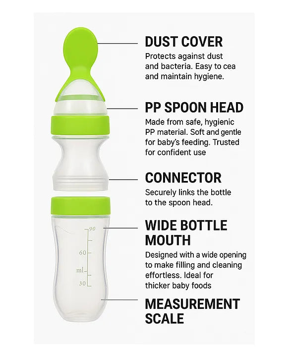 KIDS BASIC Soft Silicone Squeezy BPA Free Spoon Bottle For Babies