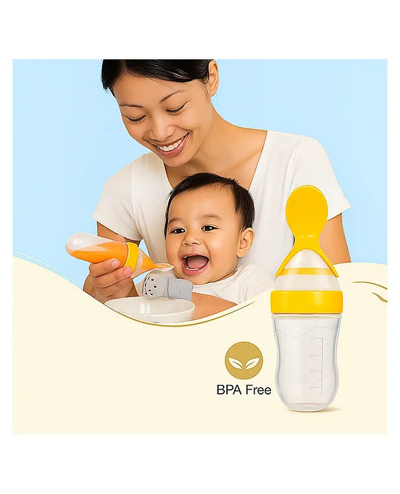 KIDS BASIC Soft Silicone Squeezy BPA Free Spoon Bottle For Babies