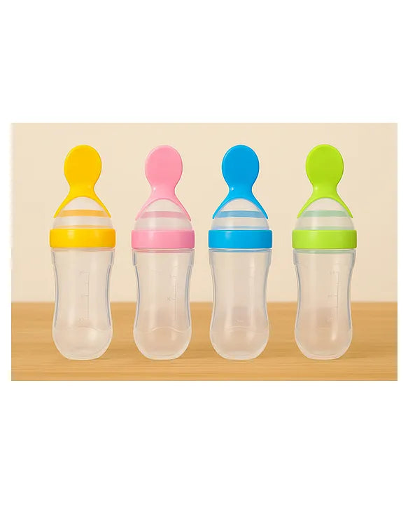 KIDS BASIC Soft Silicone Squeezy BPA Free Spoon Bottle For Babies