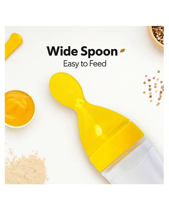 KIDS BASIC Baby Silicone Spoon Bottle with Soft Teether Feeder Combo , BPA Free Feeding Set