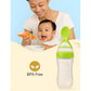 KIDS BASIC Baby Silicone Spoon Bottle with Soft Teether Feeder Combo , BPA Free Feeding Set