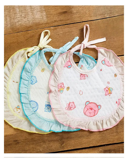 KIDS BASIC  Premium Imported Knot Frill Baby Bibs - Super Soft, Large Size, Cute Designs