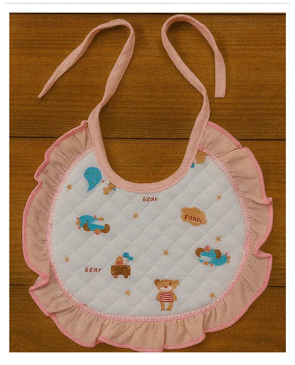 KIDS BASIC Premium Imported Knot Frill Baby Bibs - Super Soft, Large Size, Cute Designs