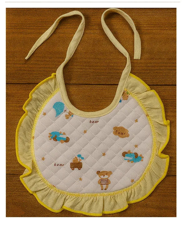 KIDS BASIC  Premium Imported Knot Frill Baby Bibs - Super Soft, Large Size, Cute Designs