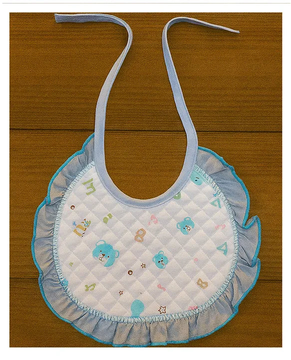 KIDS BASIC Premium Imported Knot Frill Baby Bibs - Super Soft, Large Size, Cute Designs