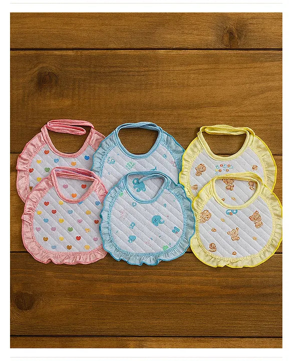 KIDS BASIC Premium Imported Knot Frill Baby Bibs - Super Soft, Large Size, Cute Designs