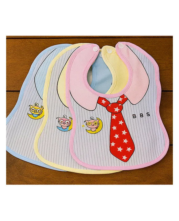 KIDS BASIC Adorable Baby Bib With Tie Design - Waterproof, Soft & Easy to Clean