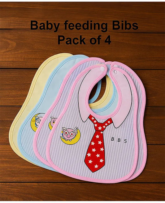 KIDS BASIC Adorable Baby Bib With Tie Design - Waterproof, Soft & Easy to Clean