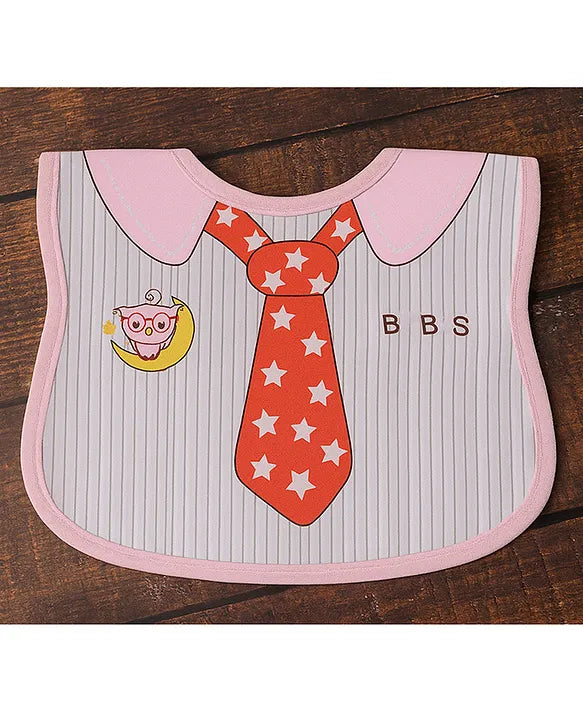 KIDS BASIC Adorable Baby Bib With Tie Design - Waterproof, Soft & Easy to Clean