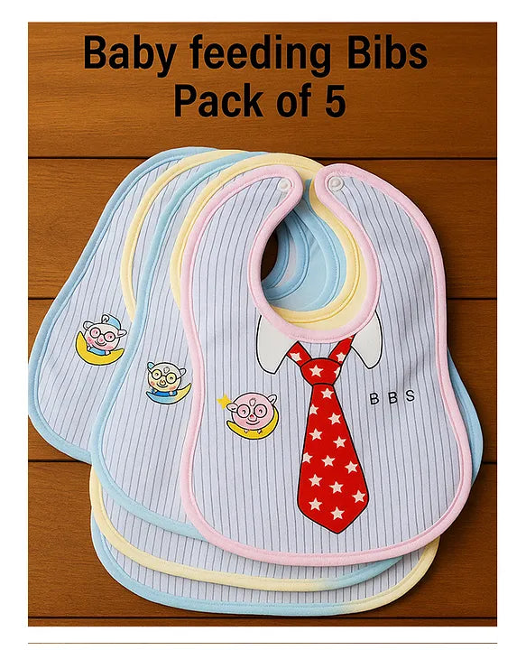 KIDS BASIC Adorable Baby Bib With Tie Design - Waterproof, Soft & Easy to Clean