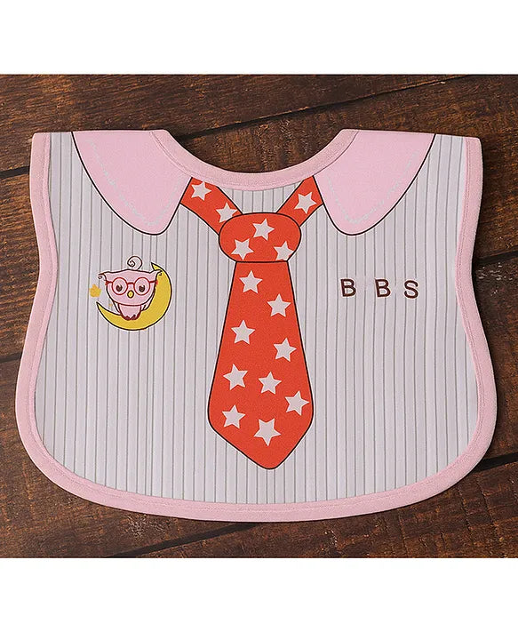 KIDS BASIC Adorable Baby Bib With Tie Design - Waterproof, Soft & Easy to Clean