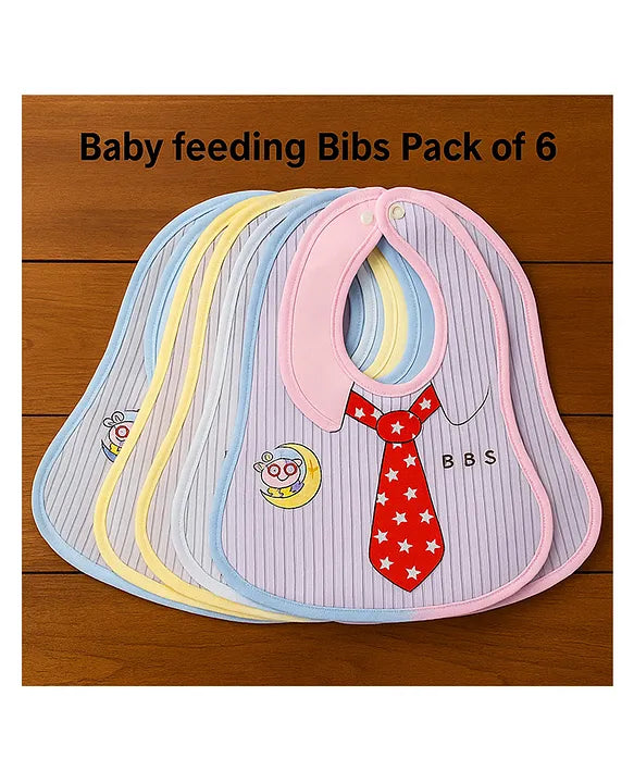 KIDS BASIC Adorable Baby Bib With Tie Design - Waterproof, Soft & Easy to Clean