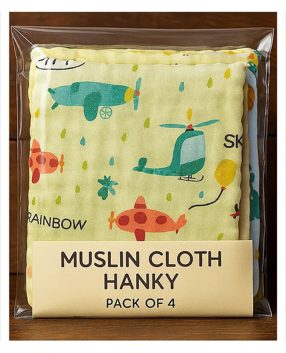KIDS BASIC Premium Muslin Baby Hanky - Ultra Soft, Absorbent, Multipurpose Cloth for Newborns & Infants Set of 3
