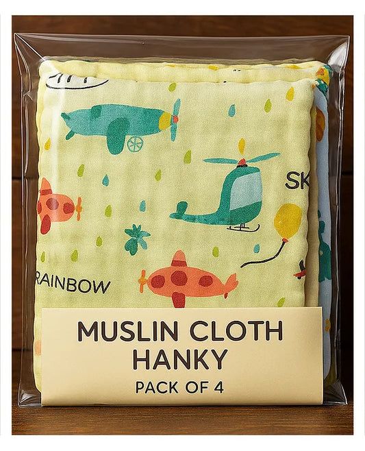 KIDS BASIC Premium Muslin Baby Hanky - Ultra Soft, Absorbent, Multipurpose Cloth for Newborns & Infants Set of 3