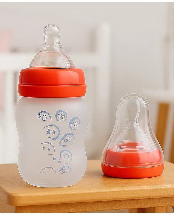 KIDS BASIC 2 In 1 Silicone Feeder & Nipple With Silicone Squeeze Bottle, 180 ml- Blue