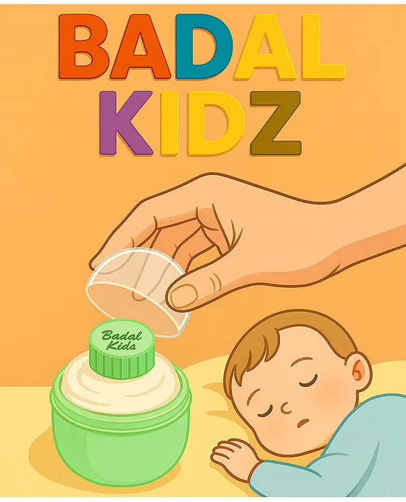 KIDS BASIC Soft Puff Baby Powder Dispenser Built-in Powder Storage, Gentle on Baby Skin