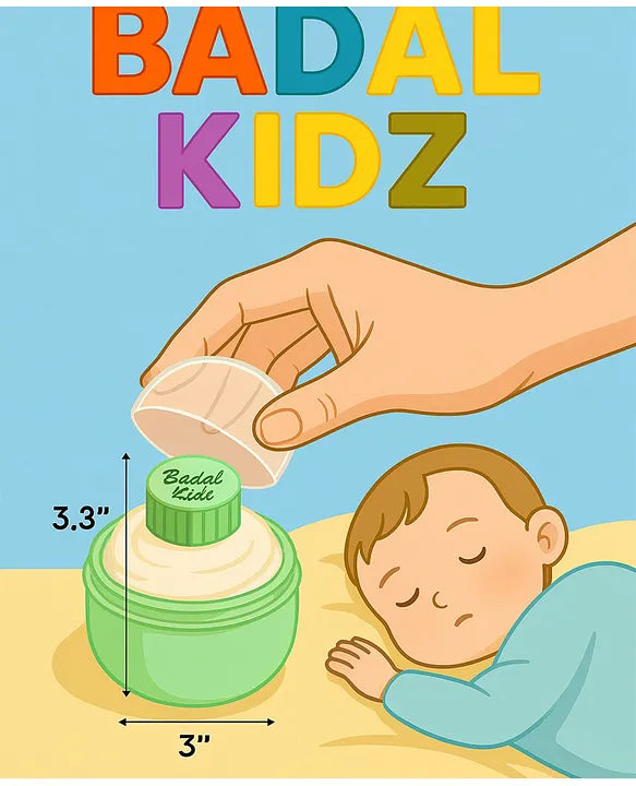 KIDS BASIC Soft Puff Baby Powder Dispenser Built-in Powder Storage, Gentle on Baby Skin