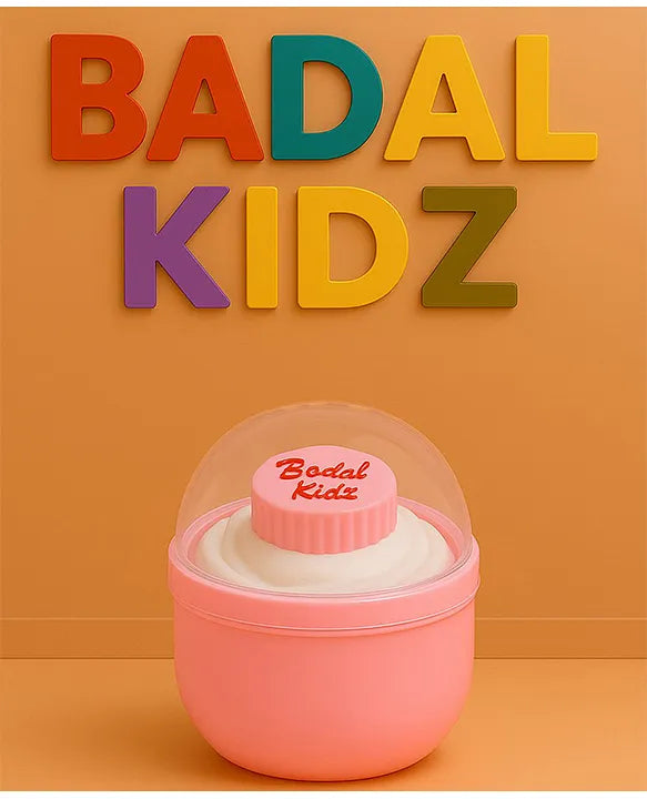 KIDS BASIC Soft Puff Baby Powder Dispenser Built-in Powder Storage, Gentle on Baby Skin