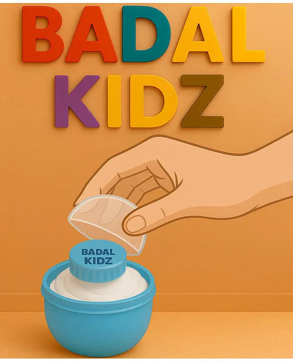 KIDS BASIC Soft Puff Baby Powder Dispenser Built-in Powder Storage, Gentle on Baby Skin