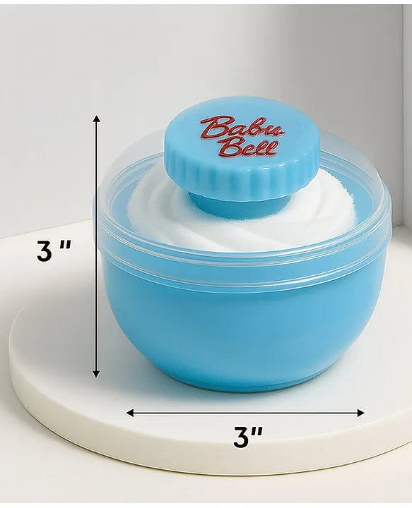 KIDS BASIC Soft Puff Baby Powder Dispenser Built-in Powder Storage, Gentle on Baby Skin