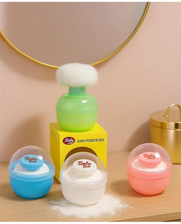 KIDS BASIC Soft Puff Baby Powder Dispenser Built-in Powder Storage, Gentle on Baby Skin