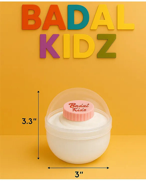 KIDS BASIC Soft Puff Baby Powder Dispenser Built-in Powder Storage, Gentle on Baby Skin