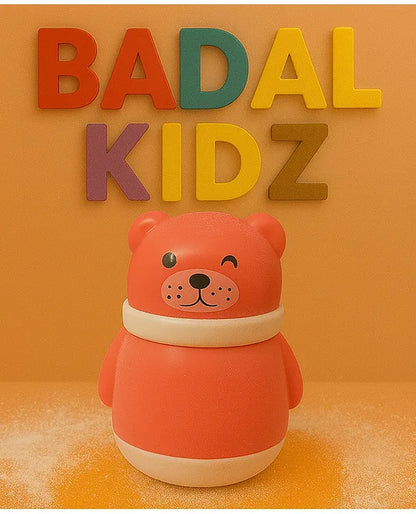 KIDS BASIC Portable Adorable Animal Baby Powder Puff with Built-in Storage - Gentle Skin Care for Newborn Face & Body-