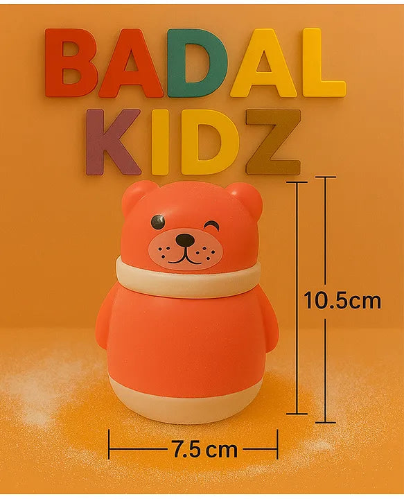 KIDS BASIC Portable Adorable Animal Baby Powder Puff with Built-in Storage - Gentle Skin Care for Newborn Face & Body-