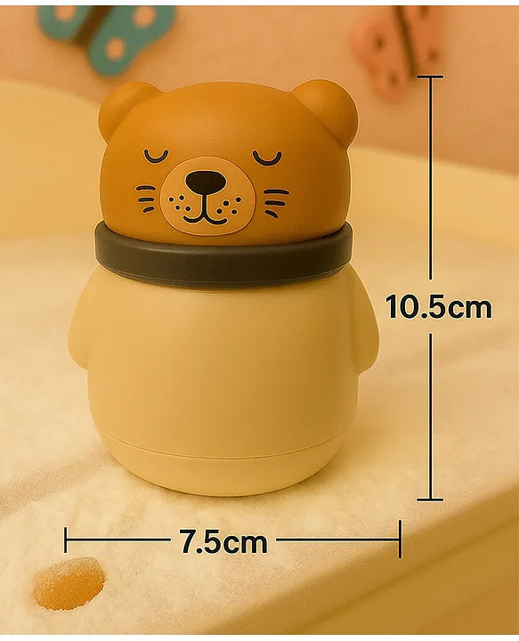 KIDS BASIC Portable Adorable Animal Baby Powder Puff with Built-in Storage - Gentle Skin Care for Newborn Face & Body-