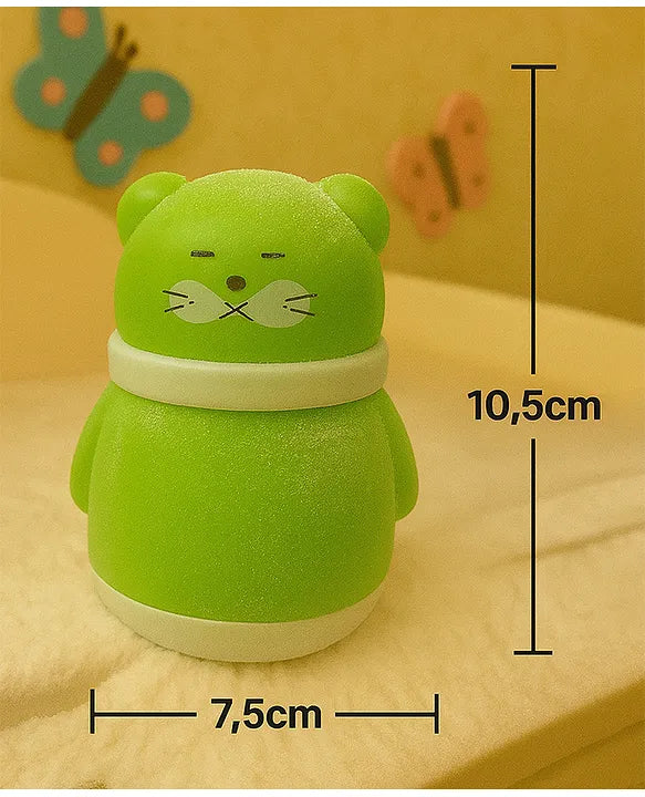 KIDS BASIC Portable Adorable Animal Baby Powder Puff with Built-in Storage - Gentle Skin Care for Newborn Face & Body-