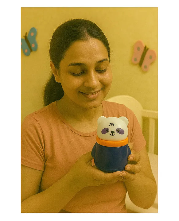 KIDS BASIC Portable Adorable Animal Baby Powder Puff with Built-in Storage - Gentle Skin Care for Newborn Face & Body-