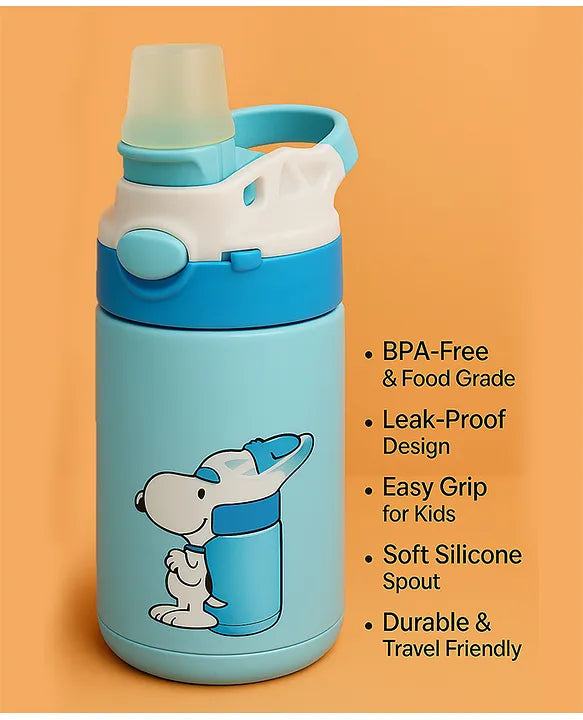 KIDS BASIC Stainless Steel Sipper Bottle,350ml Vacuum Insulated Water Bottle with Straw Lid | BPA Free Leakproof Steel Flask for School & Travel