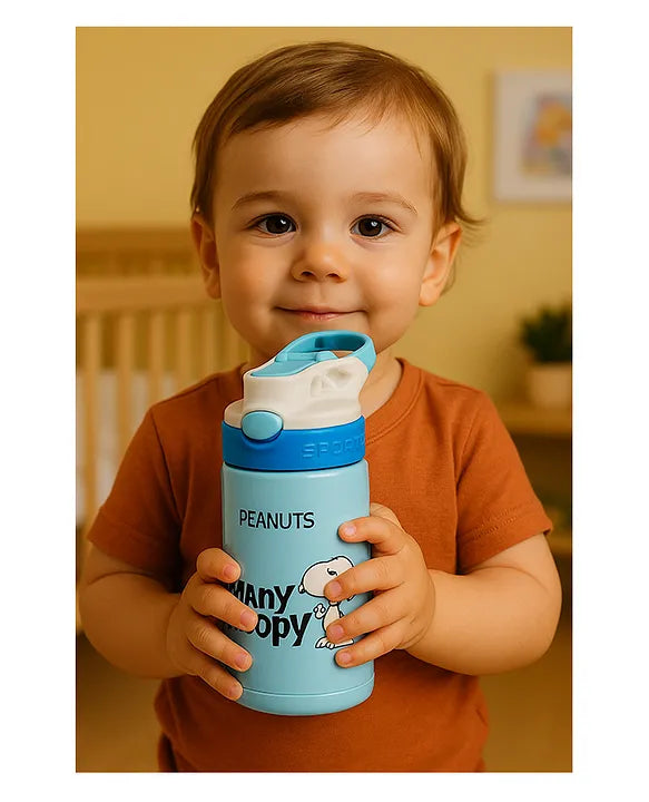 KIDS BASIC Stainless Steel Sipper Bottle,350ml Vacuum Insulated Water Bottle with Straw Lid | BPA Free Leakproof Steel Flask for School & Travel