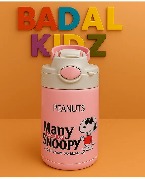 KIDS BASIC Stainless Steel Sipper Bottle,350ml Vacuum Insulated Water Bottle with Straw Lid | BPA Free Leakproof Steel Flask for School & Travel