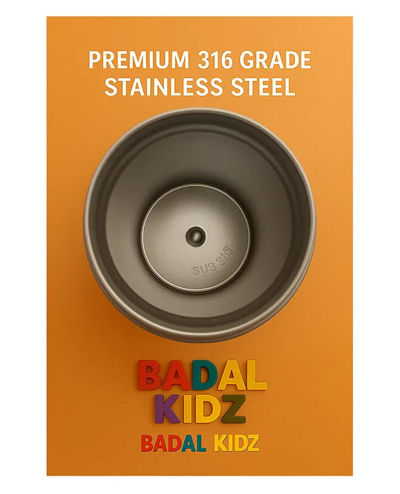 KIDS BASIC Stainless Steel Sipper Bottle,350ml Vacuum Insulated Water Bottle with Straw Lid | BPA Free Leakproof Steel Flask for School & Travel