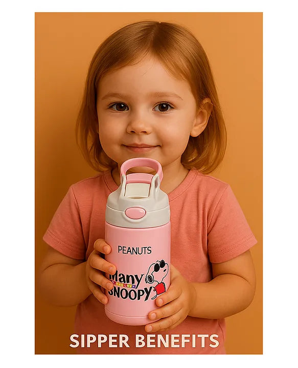 KIDS BASIC Stainless Steel Sipper Bottle,350ml Vacuum Insulated Water Bottle with Straw Lid | BPA Free Leakproof Steel Flask for School & Travel