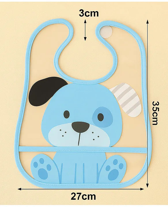 KIDS BASIC Baby Plastic Waterproof With Pocket Animal Print Bib