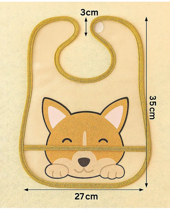 KIDS BASIC Baby Plastic Waterproof With Pocket Animal Print Bib